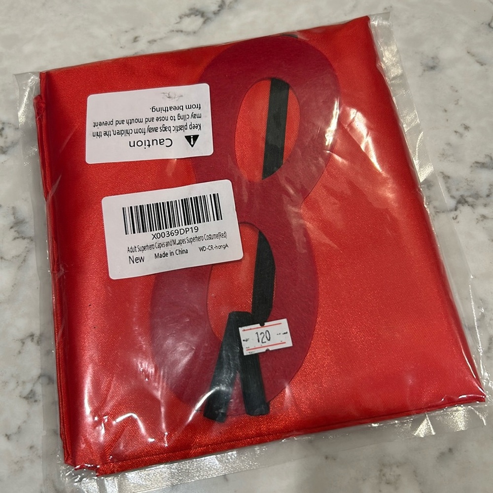 NWT Adult superhero cape and eye mask